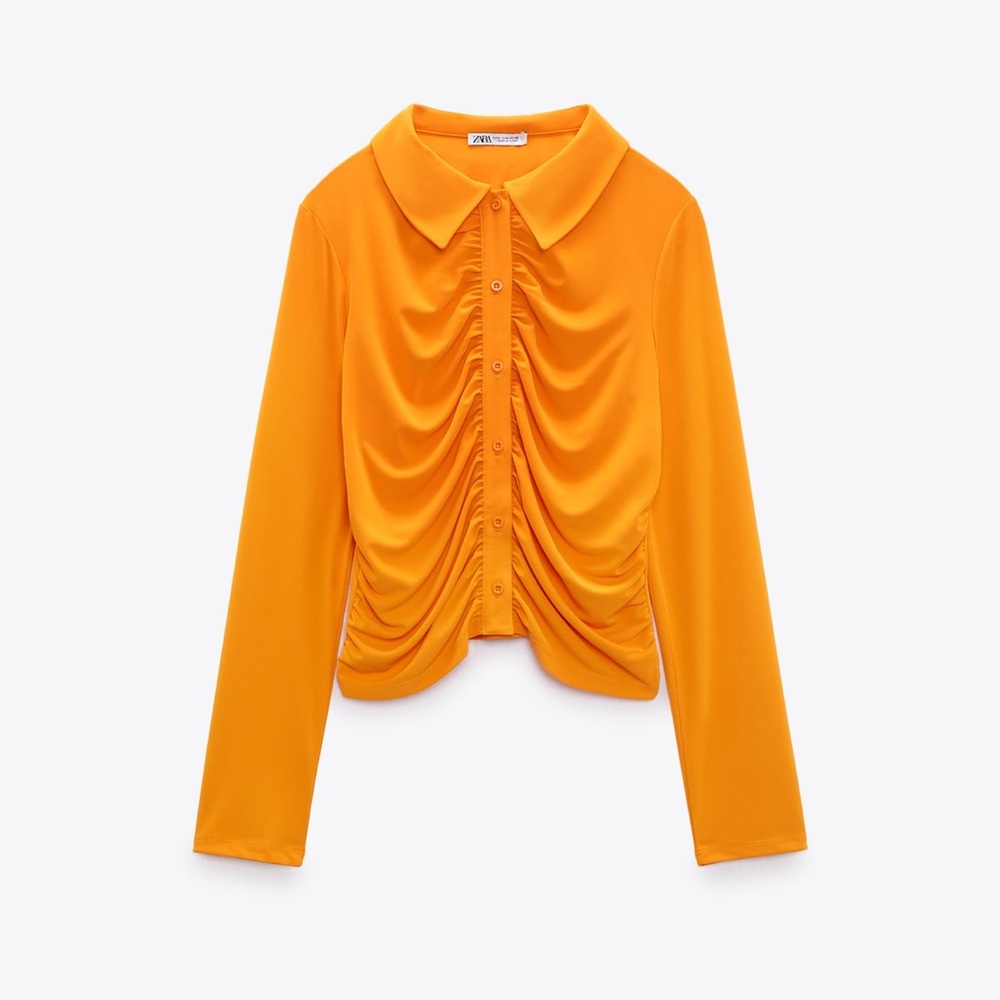 Zara draped orange shirt NWT